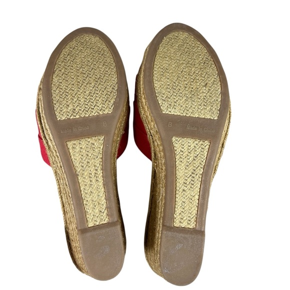 Lauren Ralph Lauren Red Karlia Canvas Espadrille Wedge Sandals Open Toe Slip On - Picture 7 of 7